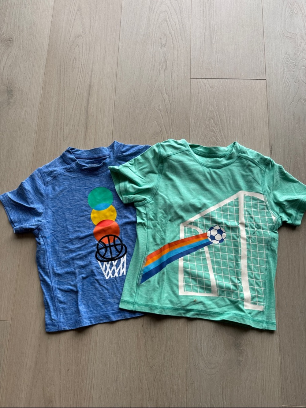 Hanna Andersson Mint Green Soccer Goal Tee with Rainbow Accent